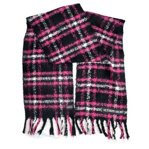 VICTORIAS SECRET SCARF WRAP LARGE PINK BLACK PLAID